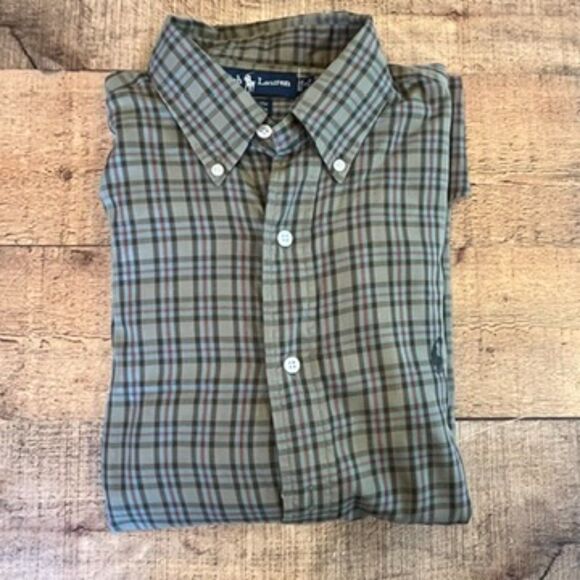 Ralph Lauren Green Plaid Dress Shirt Yarmouth Button Down Collar 16 32/33 - Picture 3 of 4